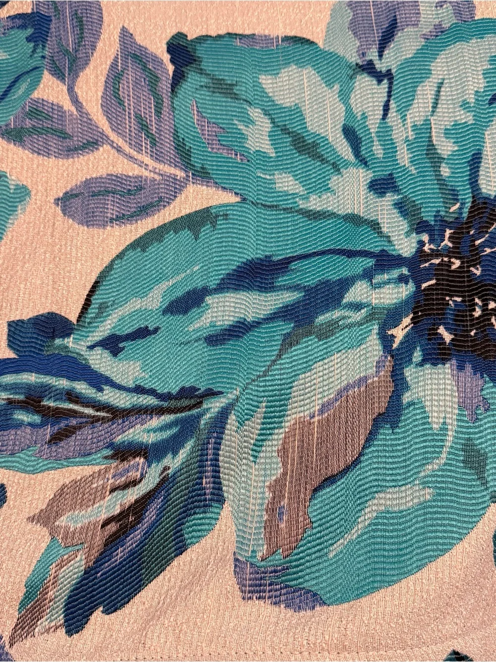 Pier 1 Imports Curtain Panel Hidden Tab Top Blue Floral Brocade 50x84” Lined